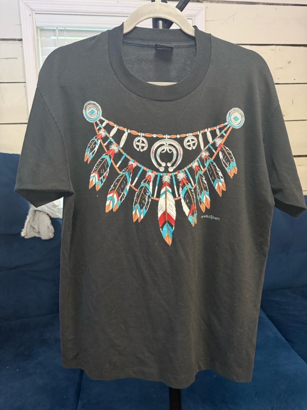 Screen Stars Black Tee with Red & White Logo Tag